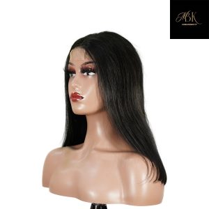 center wig natural black remy hair 2x6 lace closure straight bob human hair wig