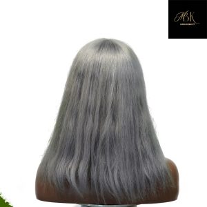 center wig machine made gray wig remy hair 12p