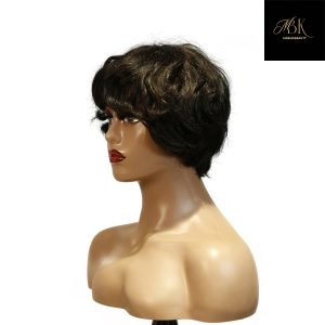 center wig machine made black wig remy hair tc16