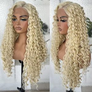 center wig 13x4 deep wave lace front wig 613 remy hair