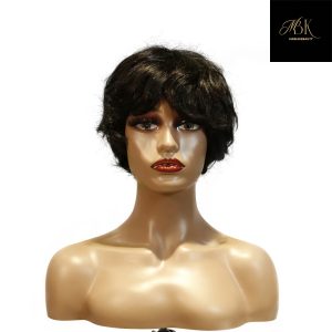 center wig machine made black wig remy hair tc16