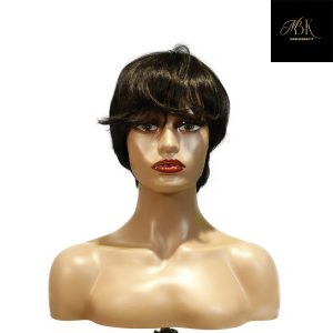 center wig machine made black wig remy hair h081