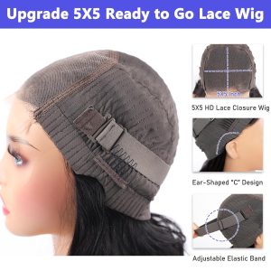 center wig glueless remy hair 5x5 lace closure deep wave human hair wig