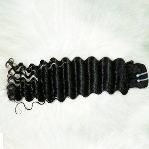 center wig remy hair black deep wave bundles laotian weaving