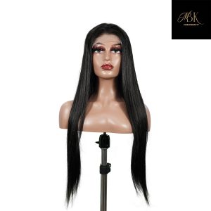center wig natural black remy hair 6x7 lace closure straight human hair wig