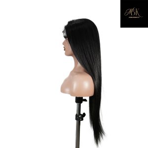 center wig natural black remy hair 6x7 lace closure straight human hair wig