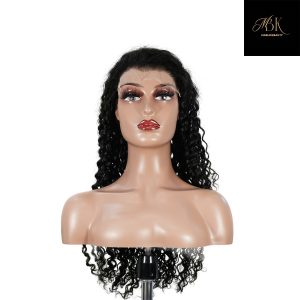 center wig natural black remy hair 6x7 lace closure deep wave human hair wig