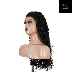 center wig natural black remy hair 6x7 lace closure deep wave human hair wig