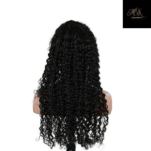 center wig natural black remy hair 6x7 lace closure deep wave human hair wig