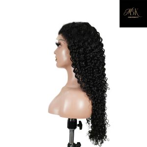 center wig natural black remy hair 6x7 lace closure deep wave human hair wig
