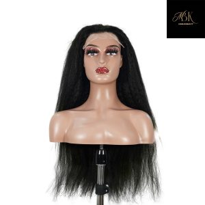 center wig natural black remy hair 6x7 lace closure yaki straight human hair wig