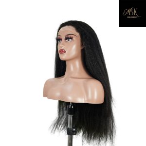 center wig natural black remy hair 6x7 lace closure yaki straight human hair wig