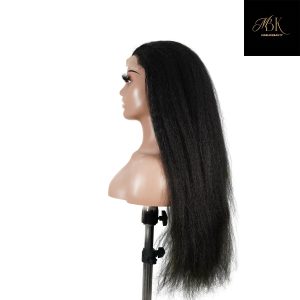 center wig natural black remy hair 6x7 lace closure yaki straight human hair wig