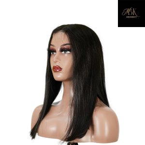 center wig natural black asian raw hair 2x6 hd lace closure straight bob human hair wig