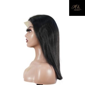 center wig natural black remy hair 5x5 lace closure straight bob human hair wig