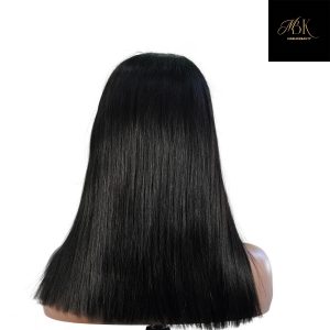 center wig natural black remy hair 5x5 lace closure straight bob human hair wig