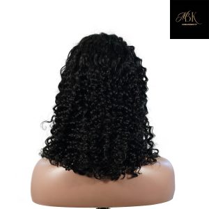 center wig natural black remy hair 2x6 lace closure deep wave bob human hair wig