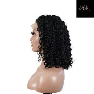 center wig natural black remy hair 5x5 lace closure jerry curly 12 inch bob human hair wig