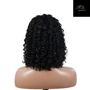 center wig natural black remy hair 5x5 lace closure jerry curly 12 inch bob human hair wig