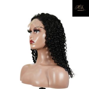 center wig natural black remy hair 5x5 lace closure jerry curly human hair wig