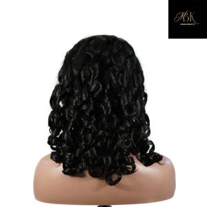 center wig natural black remy hair 5x5 lace closure bouncy curls human hair wig