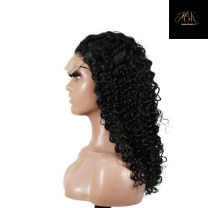 center wig natural black remy hair 5x5 lace closure deep wave human hair wig