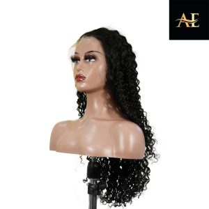 center wig natural black asian raw hair 13x6 hd lace front wig deep wave human hair wig
