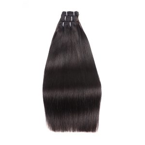 center wig natural black asian double drawn straight hair bundles