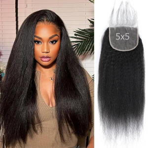 center wig remy hair 5x5 yaki straight closure