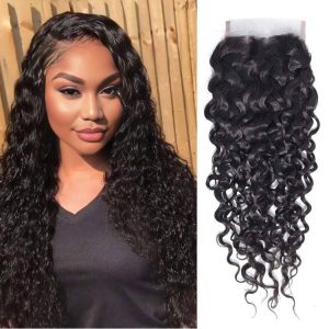 center wig remy hair 4x4 water wave closure